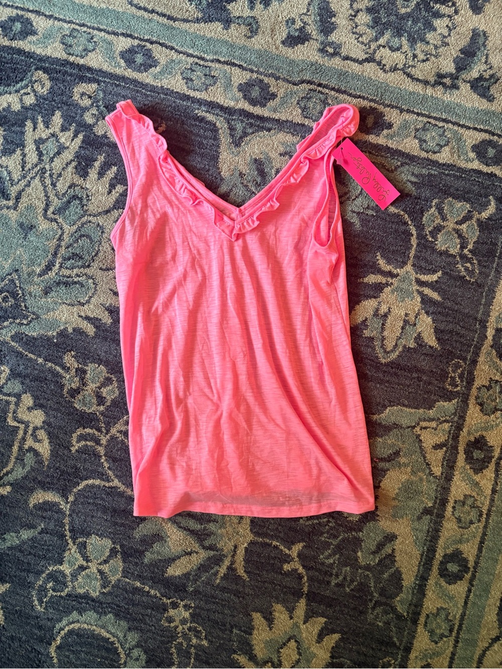 NEW NWT WITH TAGS Lily Pulitzer hot pink ruffle tank top Medium